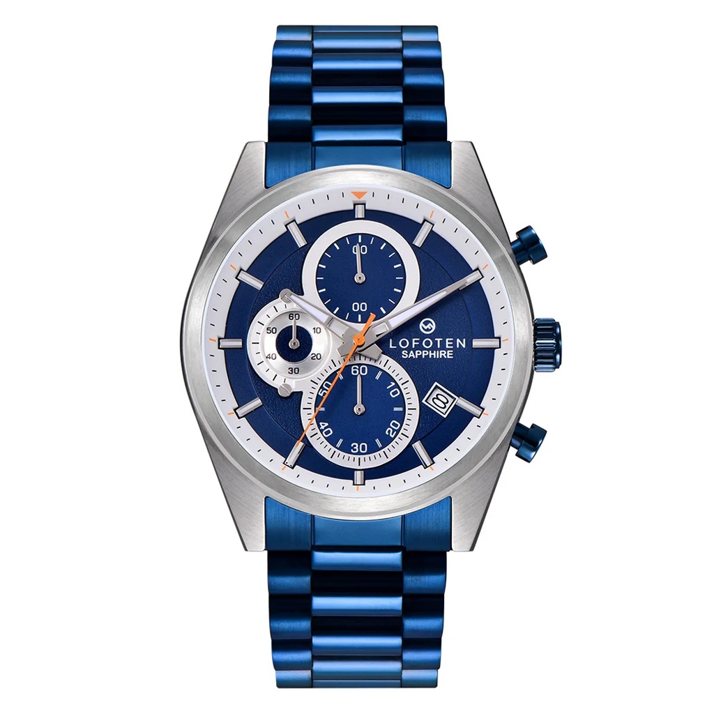 Galery Jam Tangan Lofoten F-6519MC Chronograph Blue Silver Stainless Steel