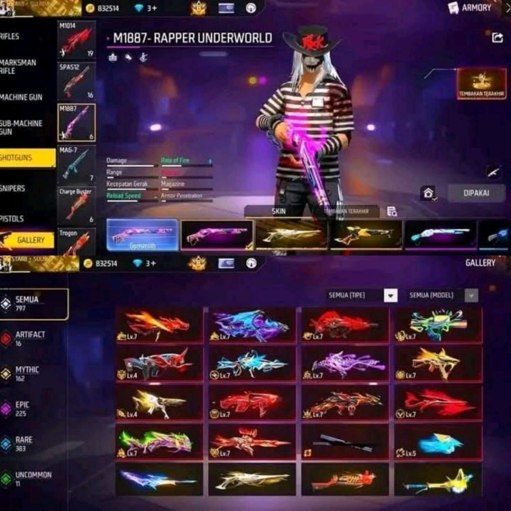 Akun fire free sultan sg riper lengkap