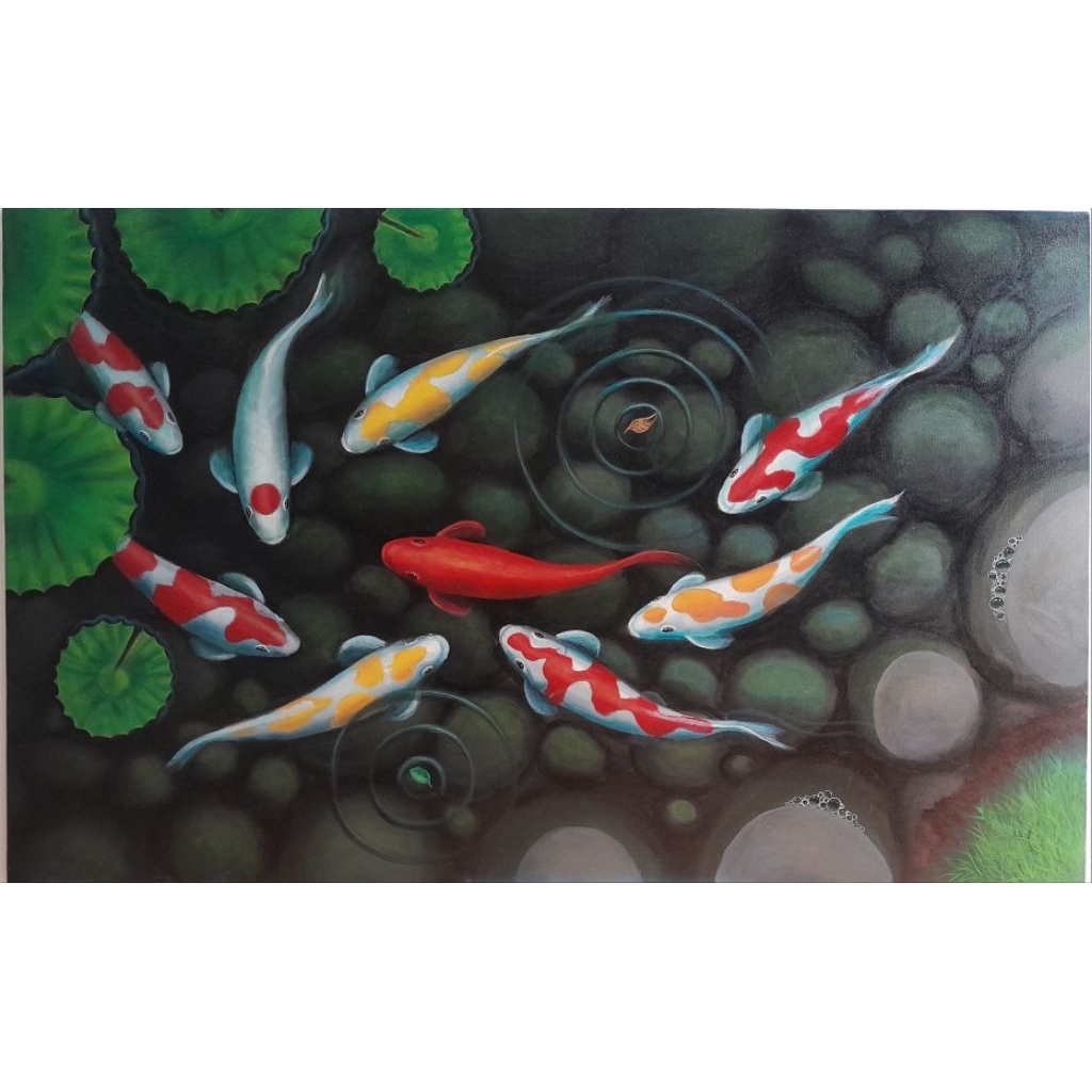 Lukisan KOI, Lukisan Ikan KOI, Lukisan Ikan Hias, Lukisan Asli Tangan, Lukisan Interior, Lukisan Dek