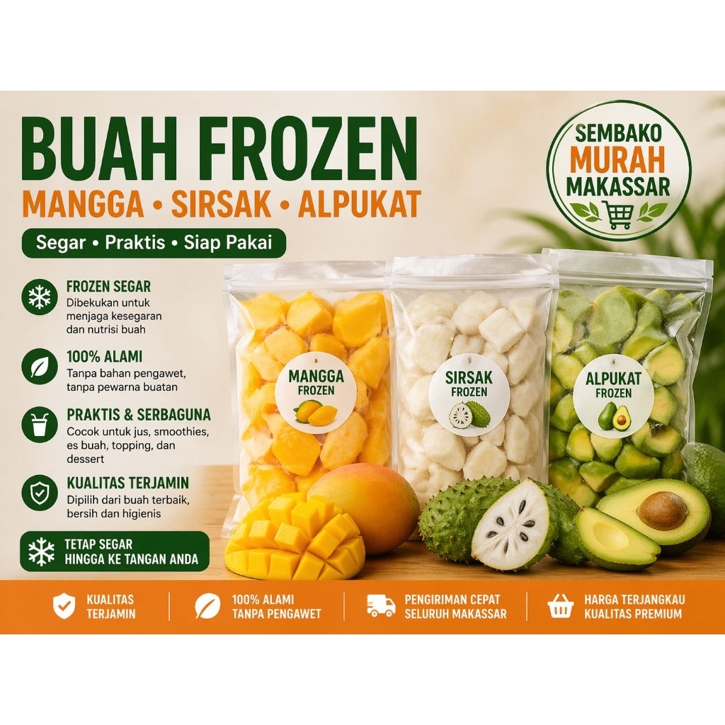Buah frozen mangga , sirsak , alpukat