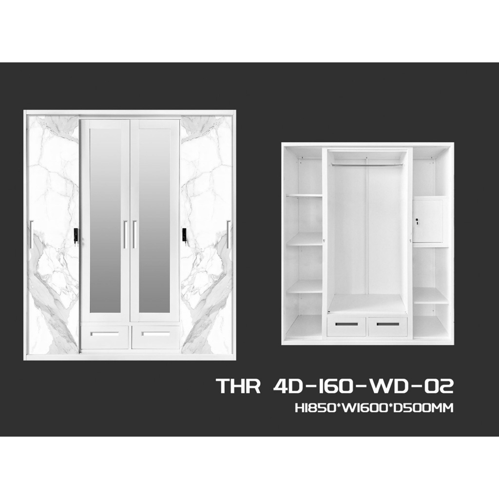 Lemari Pakaian Besi Sliding 4 Pintu Ready Murah