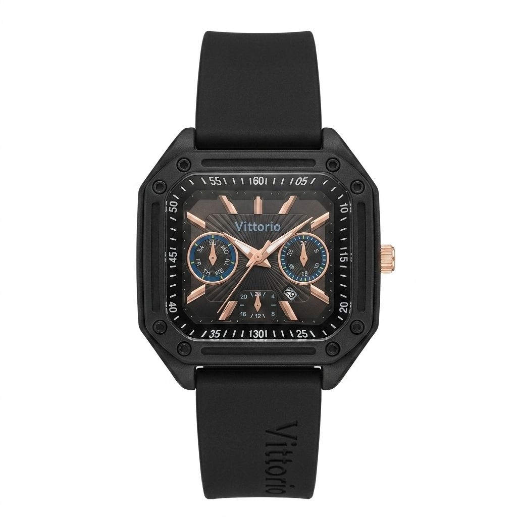 jam tangan Vittorio 7129 hitam