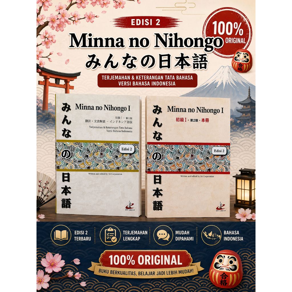Paket Minna No Nihongo edisi 2 Terjemahan 1 & Jepang 1 [ORIGINAL]