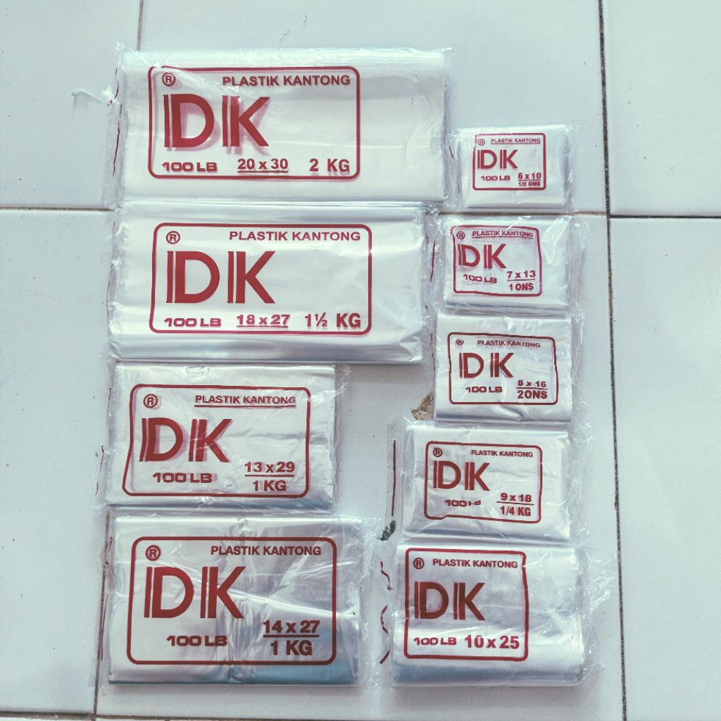 PLASTIK DK BENING 1 ONS, 2 ONS, 1/4 KG, 1/2 KG, 1 KG, 1,5 KG