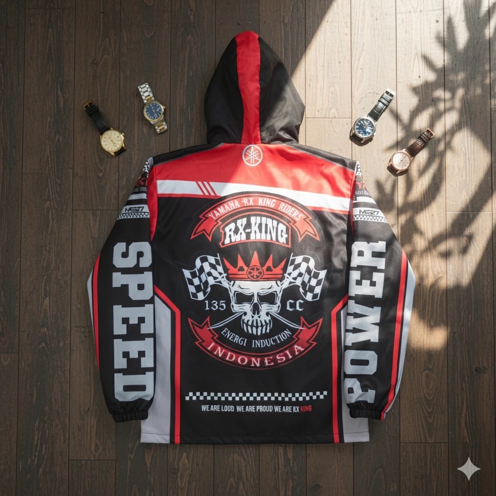 MONSTER SPEED27 X RX-KING Series Jaket Racing Pria Wanita Bahan Parasut Anti Air dan Lotto Tebal MS 