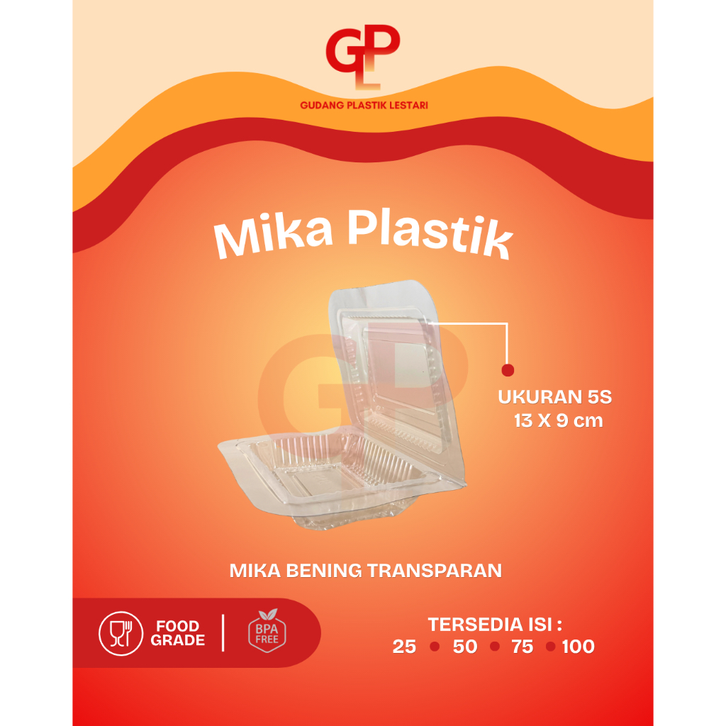 [ISI 50/100] Mika Plastik Makanan 5S Food Grade ukuran 13x9 cm
