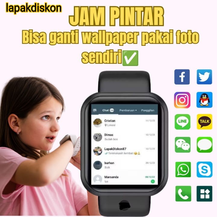 Jam Pintar Hp Android Smartwatch Anak Sport Waterproof Bluetooth notif whatsapp telephone pangilan p