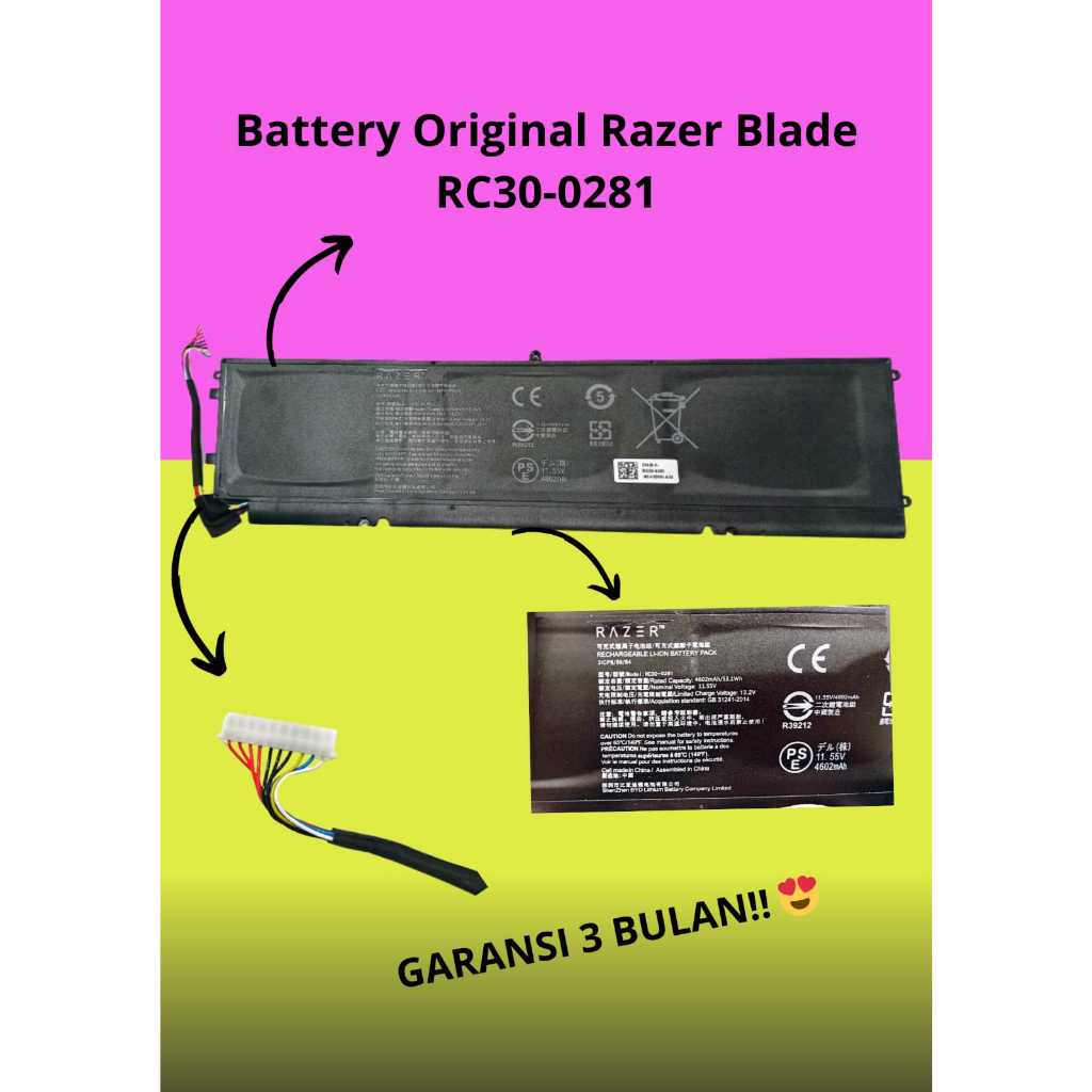 JUAL BATERAI BATTERY ORIGINAL RAZER BLADE STEALTH 13 INCH. RC30-0281 SERIES