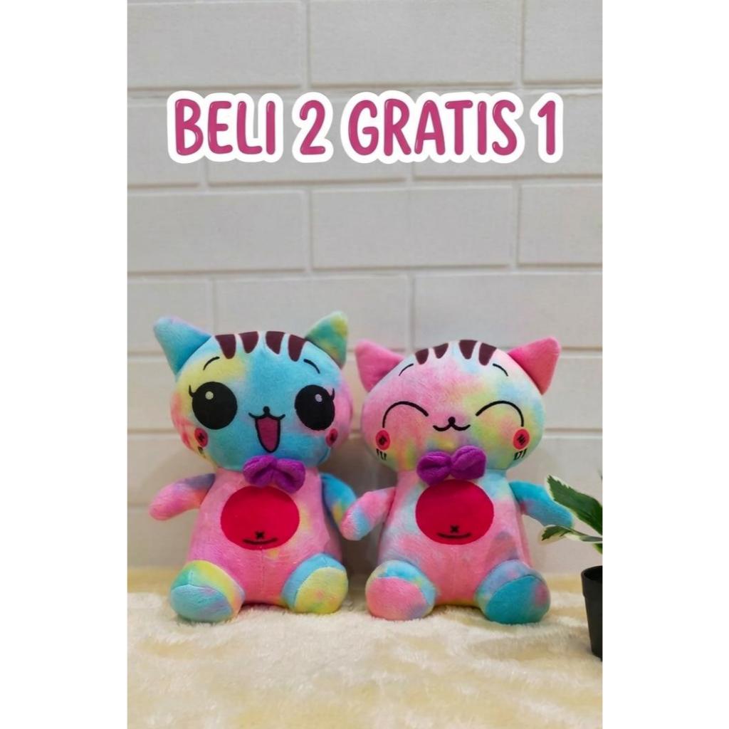 Boneka Kucing Kawai Rainbow Lucu