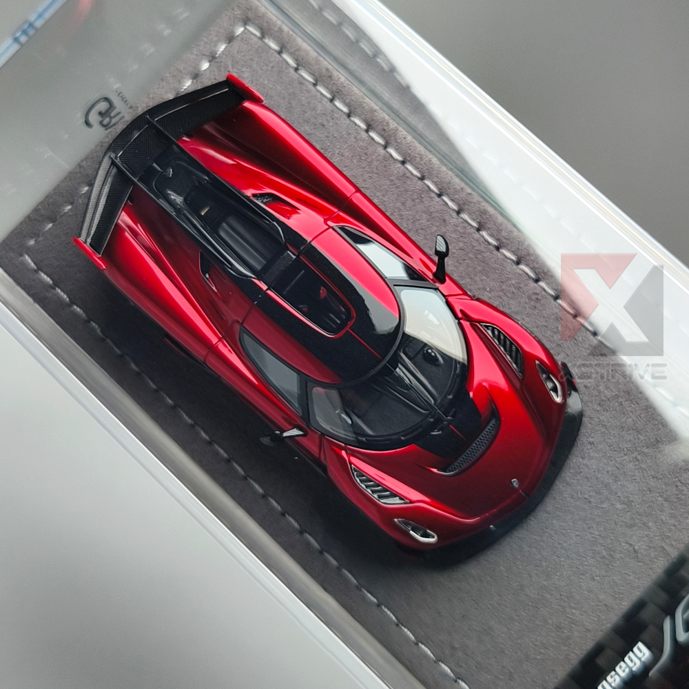 Gryning Model x SIRIUS 1:64 Koenigsegg Jesko Attack Metallic Red/Light Black RESIN Model Car