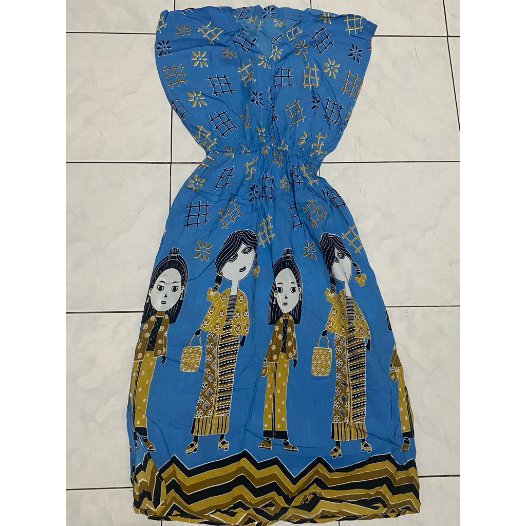 Dress Wanita Batik Biru Preloved