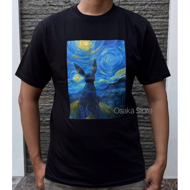Baju Pokemon Umbreon Van Gogh Kaos Anime Black