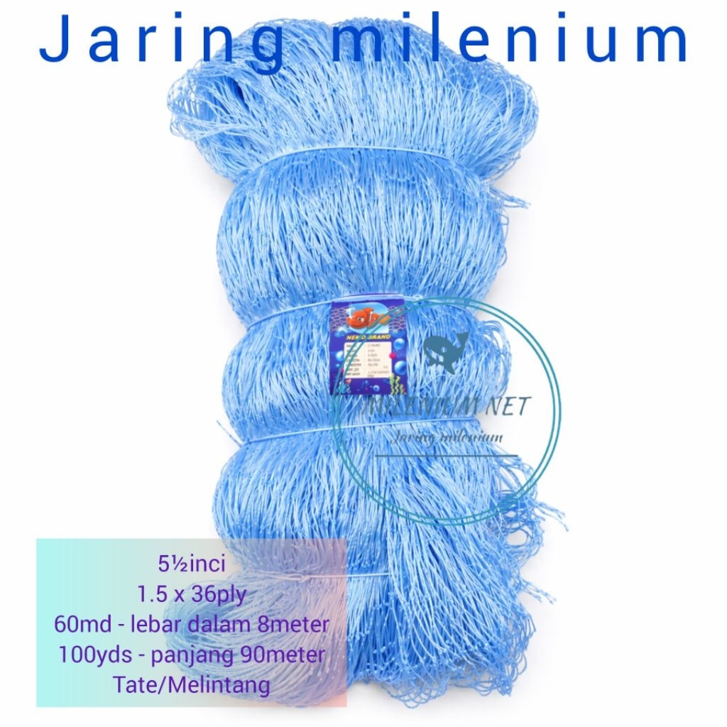 jaring milenium/ jaring kakap 5½inci 36ply 60md 100yds tate