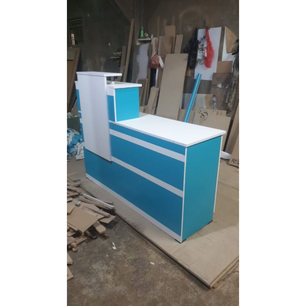 MEJA KASIR TOKO / MEJA KASIR LAUNDRY / MEJA KASIR KLINIK BIRU MINIMALIS