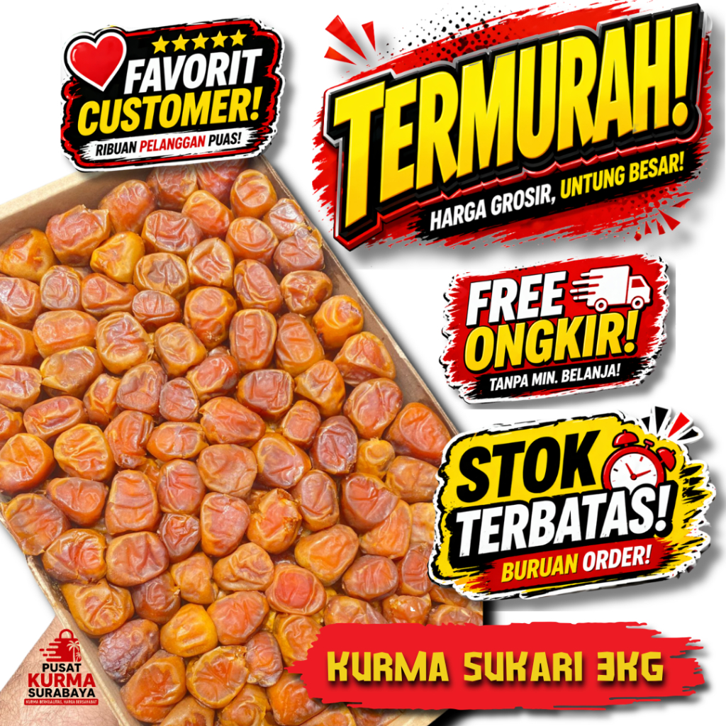 Kurma Sukari 3KG Merk Alqaseem Murah Isi Banyak Ready Stock Grosir Kurma Pusat Kurma Surabaya