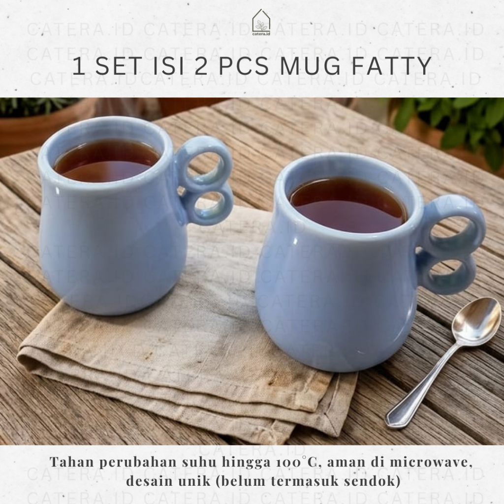Catera.id/1 set isi2 buah Cangkir Mug Fatty  325 ml / Set Gelas Kado / Gelas Gagang Keramik / Gelas 