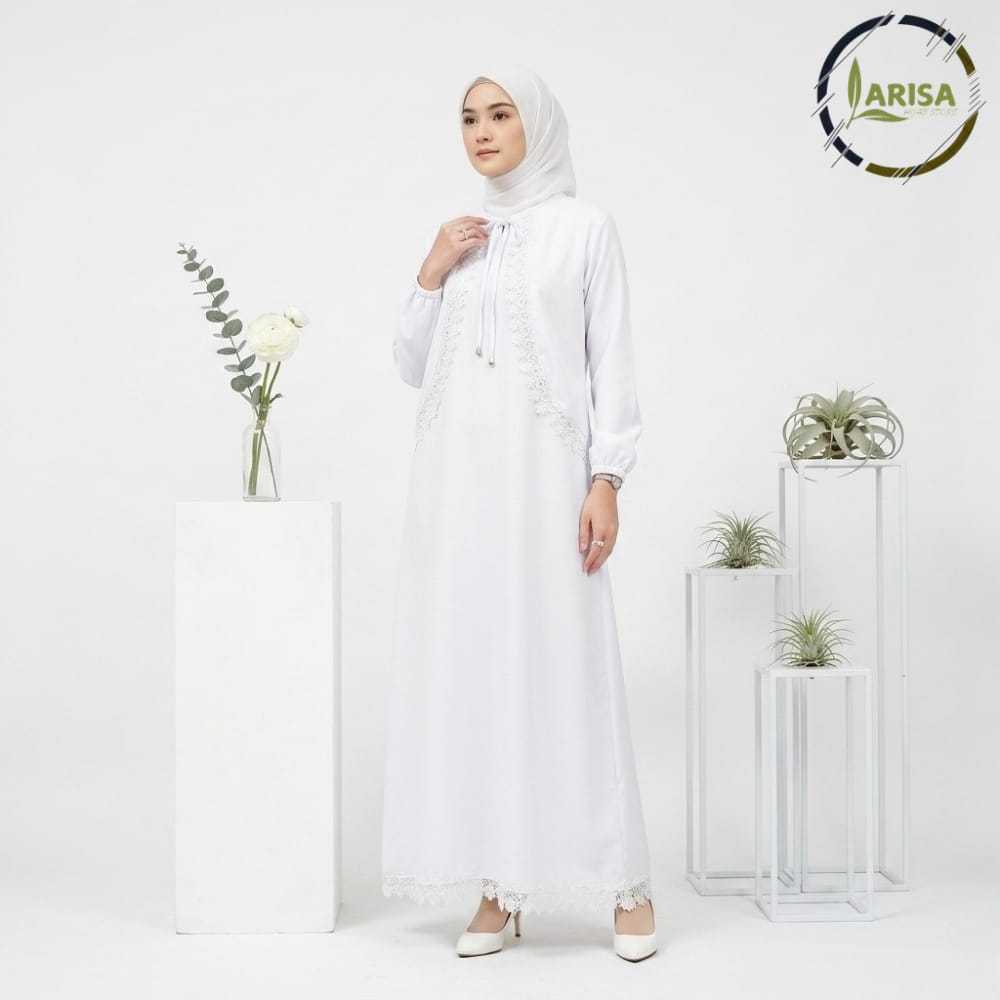 Gamis Wanita Terbaru Abaya Syari Mewah Aksen Lace Renda Model Outer - Baju Muslim Pesta Kondangan Bu