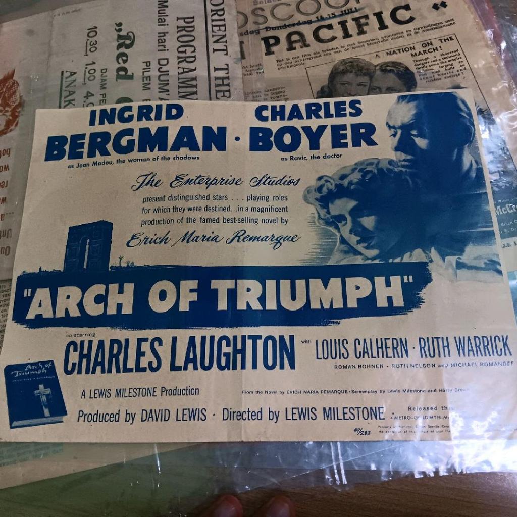 flyer film poster film langka arch of triumph 1948