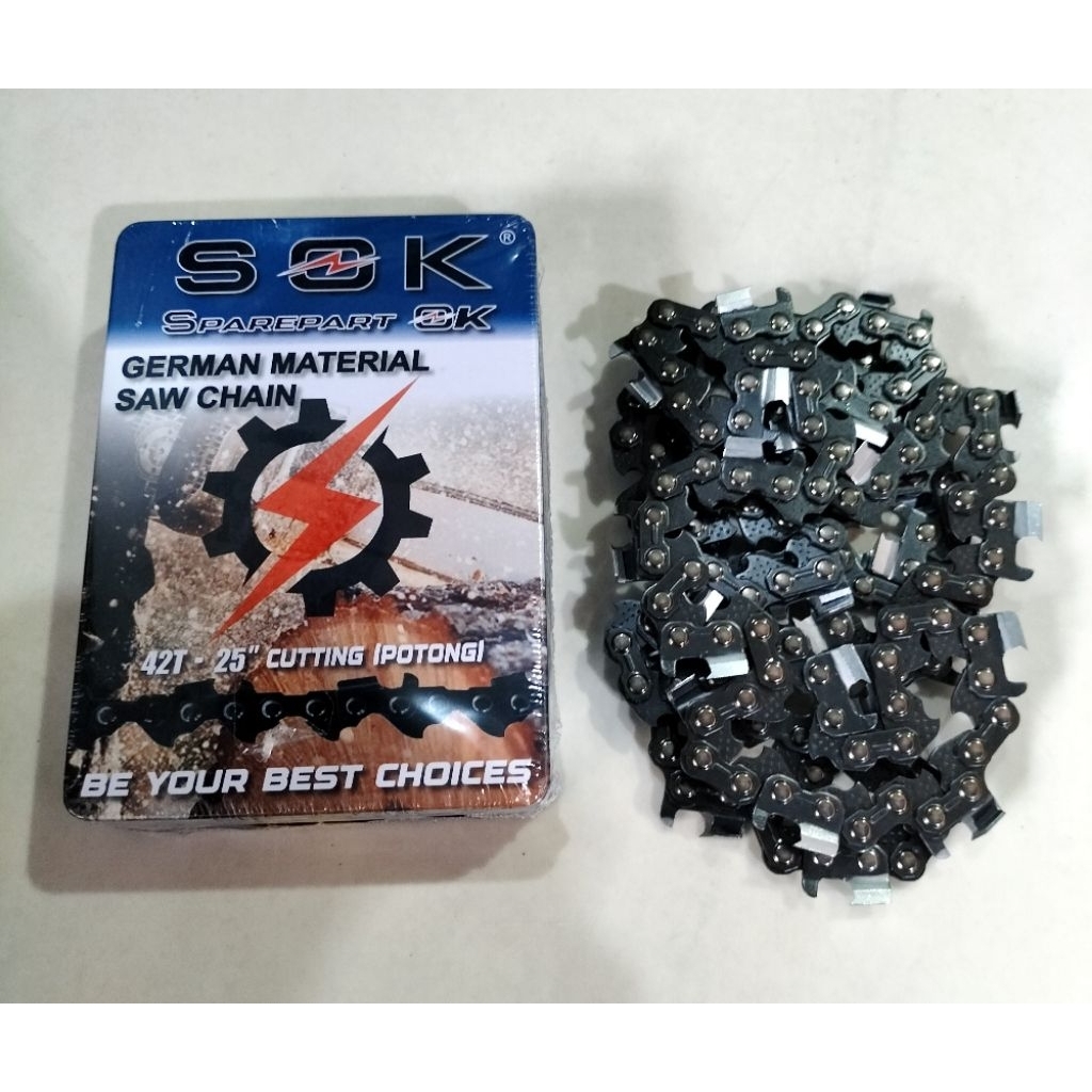 Rantai Chainsaw/Senso Bar 25inch Mata 42T Potong SOK