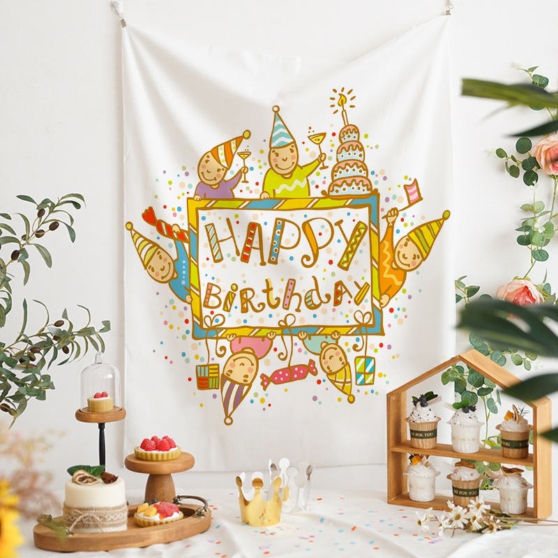 Kain Backdrop Latar Belakang Hiasan Dinding Gantung Happy Birthday, Selamat Ulang Tahun, Pesta Anak,