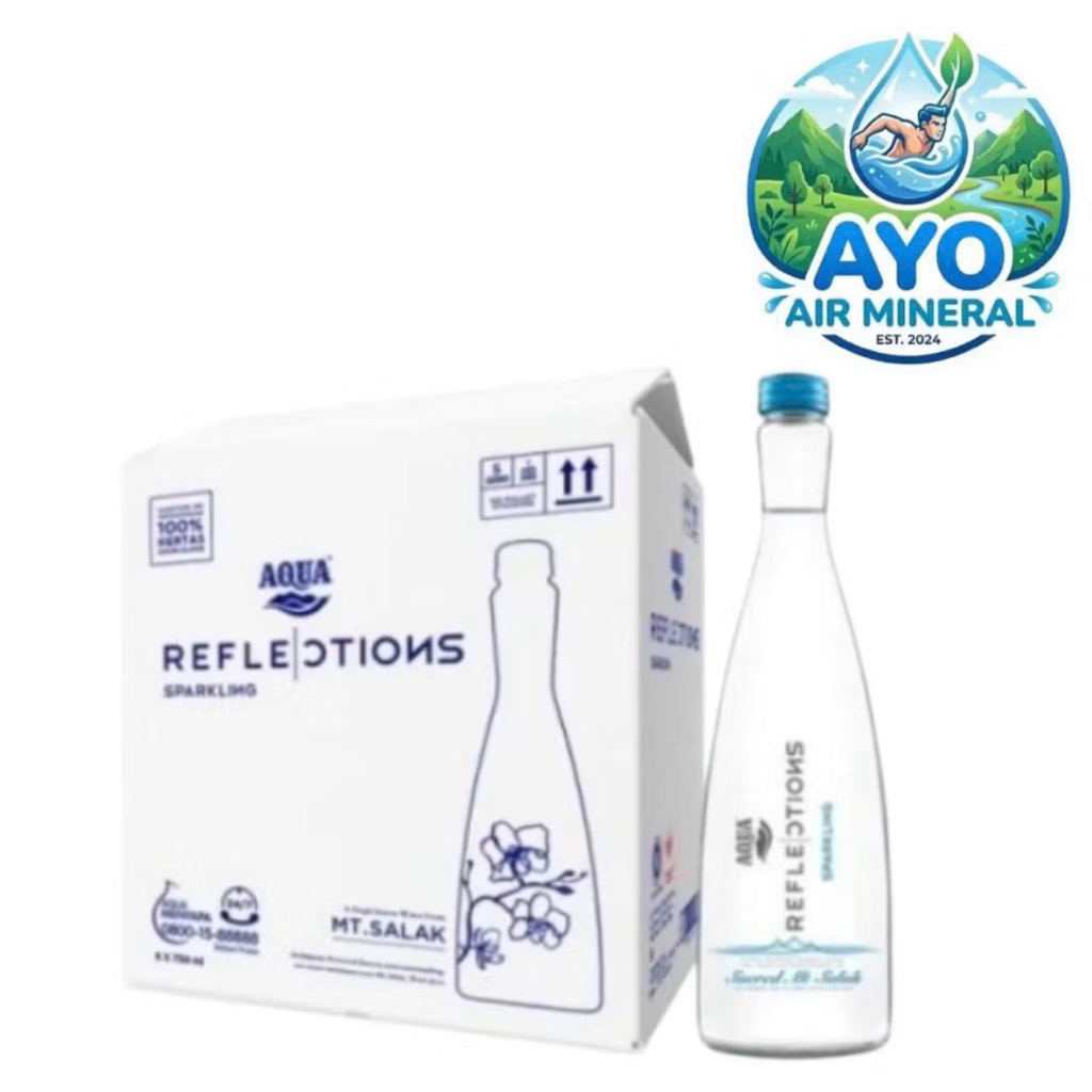 Aqua Reflections Sparkling Mineral Water 750ml [ Dus isi 6 Botol Kaca ]