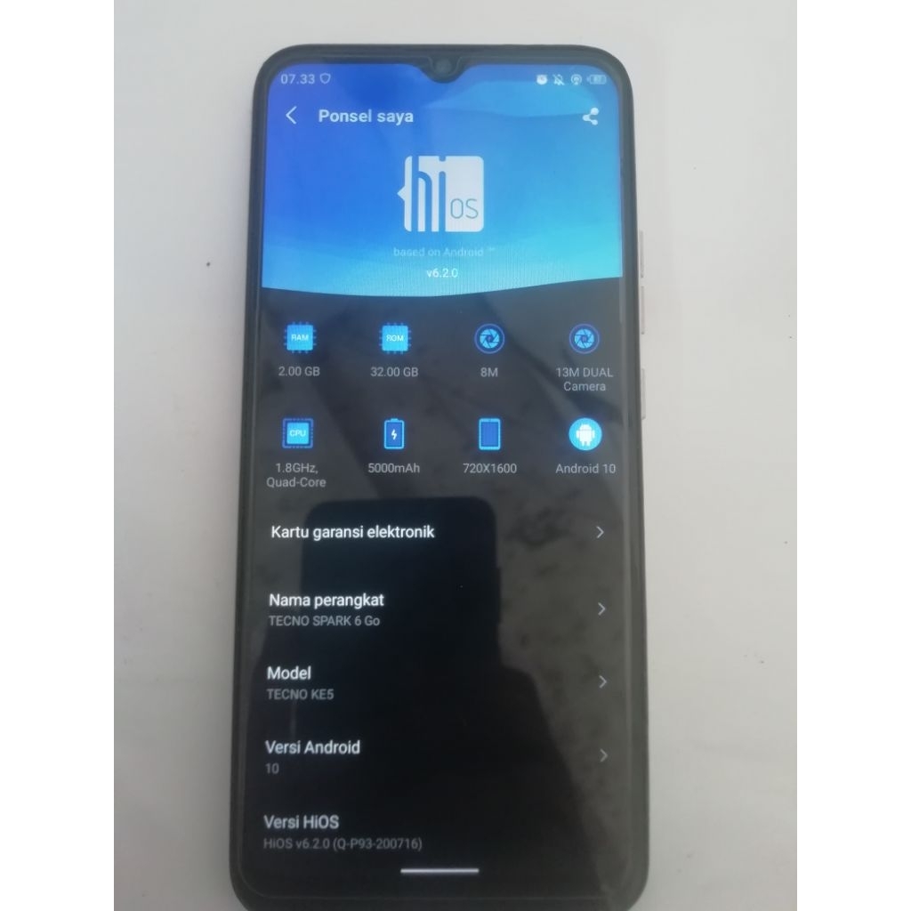 Handphone Second / Hp Tecno /Hp Tecno Spark 6 Go Ram 2/32