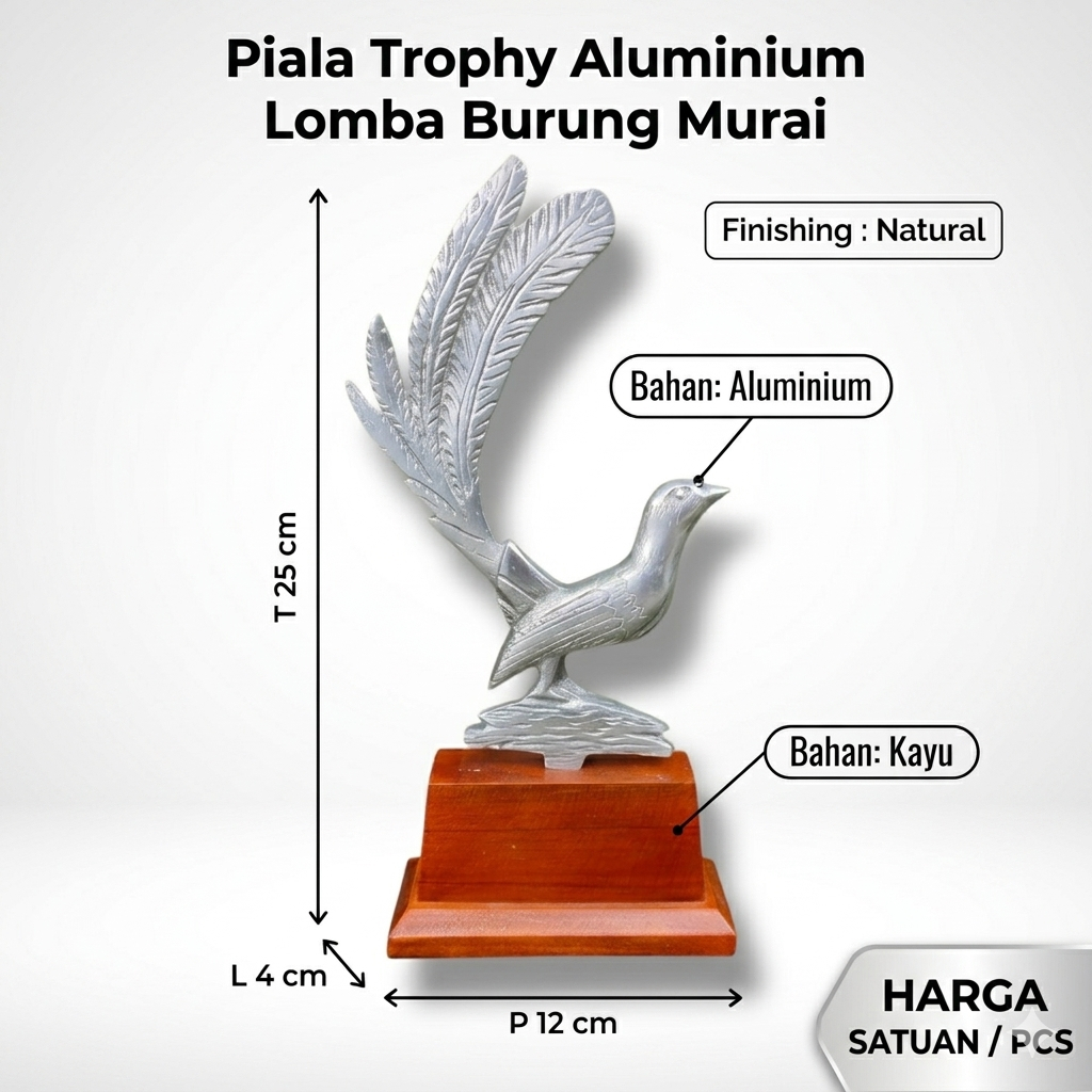 Piala Tropy Aluminium Lomba Burung Murai 1 pcs