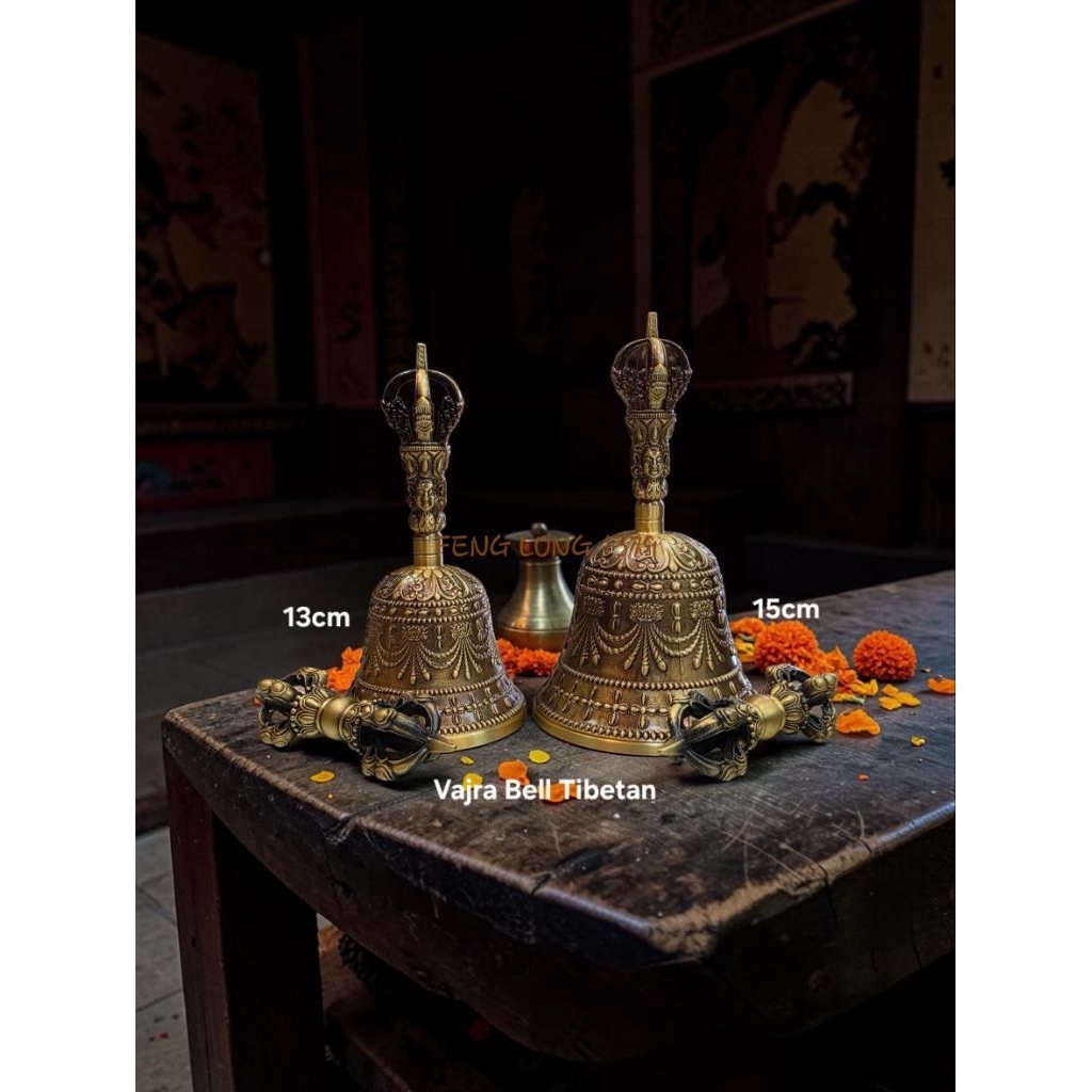 Lonceng Vajra (Vajra Bell) Tibetan Set Kuningan Premium