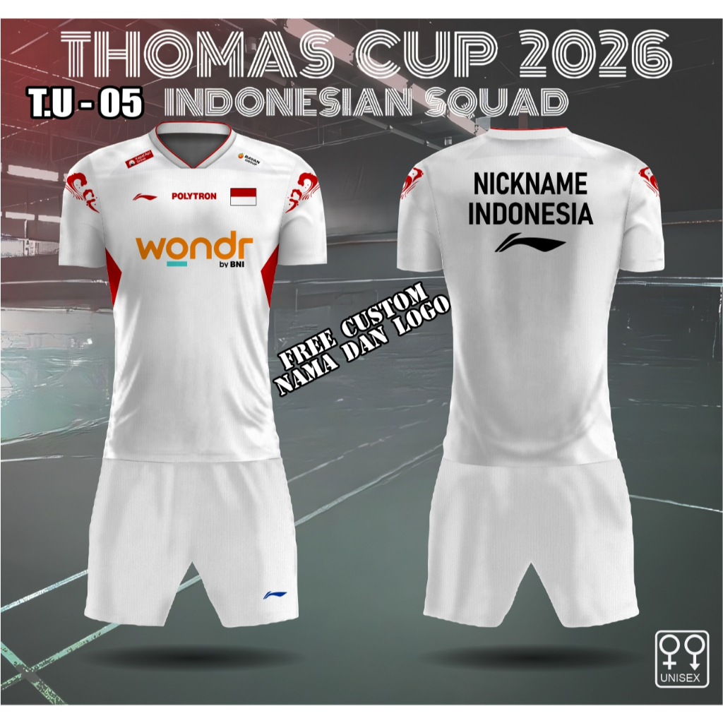 Jersey Badminton Indonesia Thomas Cup 2026 stelan jersey bulu tangkis Thomas Cup 2026 Uber Cup baju 