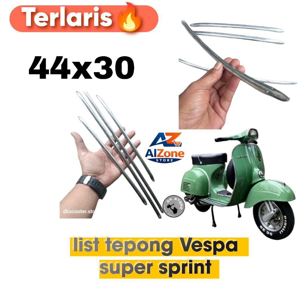 List Tepong Vespa Super Sprint 44x30 | stenlis Kuat Anti Karat | Aksesoris Vespa Klasik | ketebalann