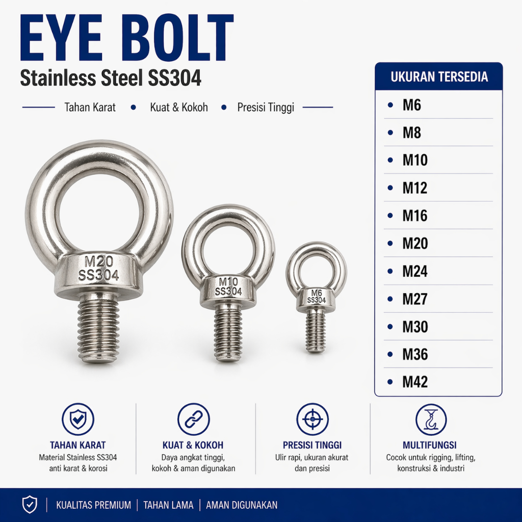 Eye Bolt M8 Stainless SS304