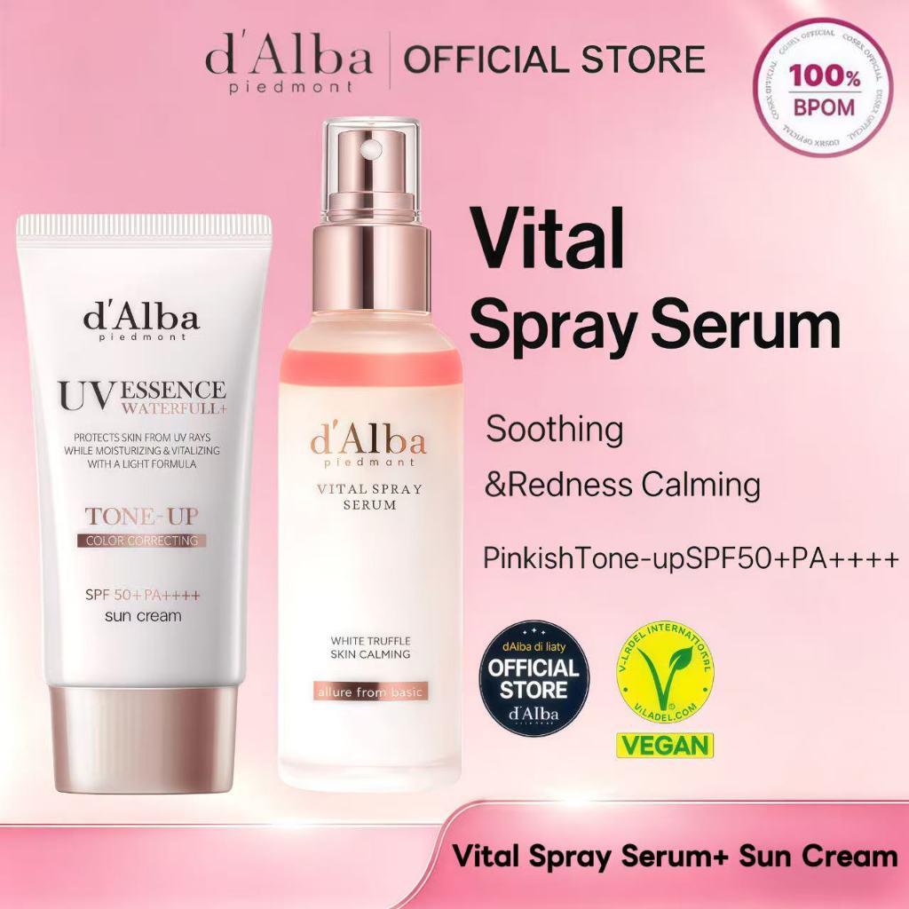 [BPOM 2PCS] D’Alba White Truffle Vital Spray Serum 100ml + Waterfull Tone Up Sun Cream 50ml