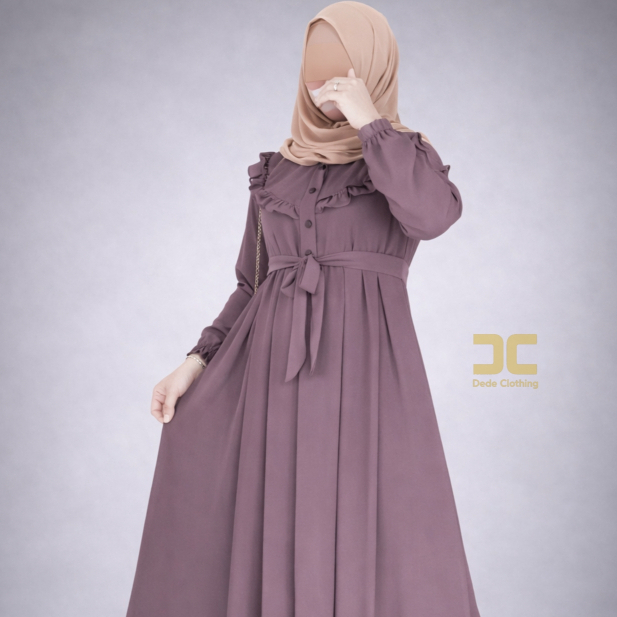 Gamis Polos Hitam Wanita Jumbo – Dress Panjang Elegan Busui Friendly, Adem & Flowing Premium