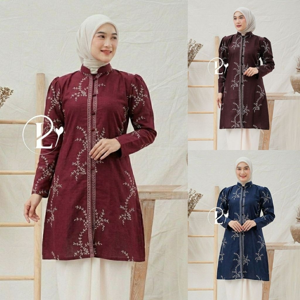Tunik Batik Wanita Muslim Premium | Baju Batik Wanita Lengan Panjang | Baju Batik Wanita Elegan Untu