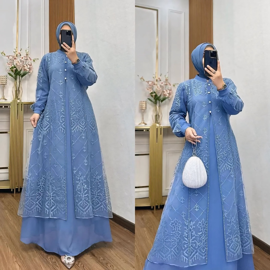 Dress Elegan Mewah Pesta DENARA Gamis Burkat Arabic Kekinian