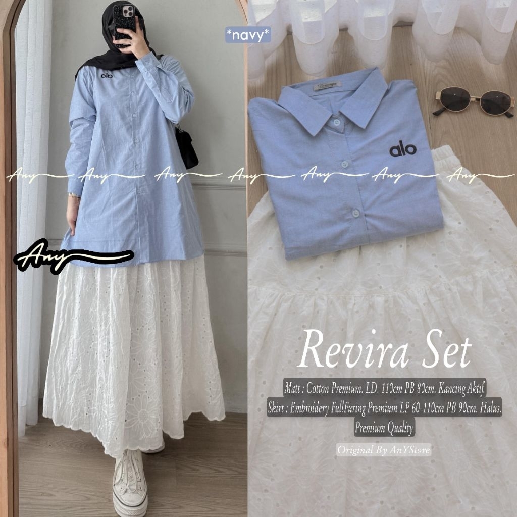 melinda revira set tunik katbol rok panjang brukat by A.N.Y dress katun bolong premium long tunic ko
