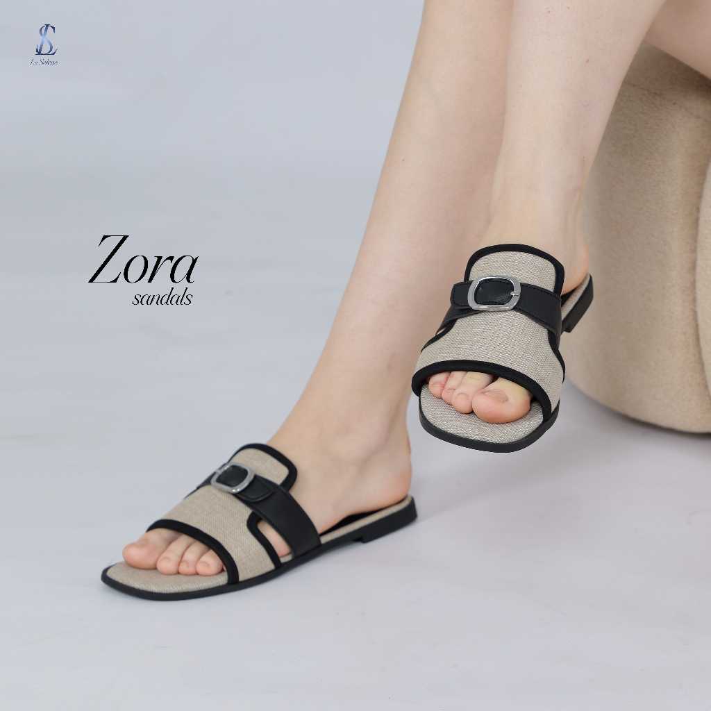 LaSelene - Zora Sandal Wanita Flat Sandal Slop Teplek Gesper Anti Slip L1