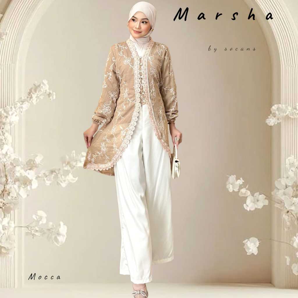 MARiSHA baju oneset tunik busui setelan celana fairy crepe velvet utk pesta kondangan seragaman brid