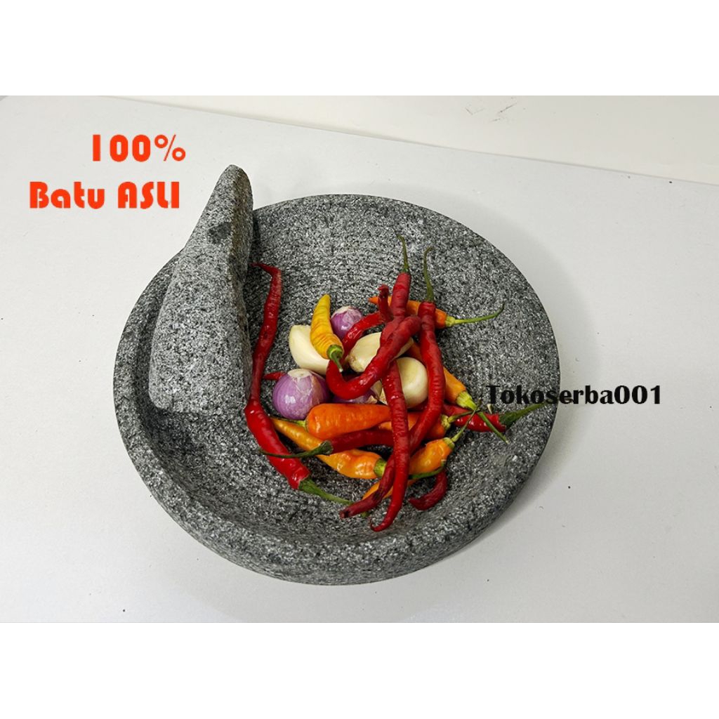 Cobek Cowek Batu Asli Ukuran 20 cm