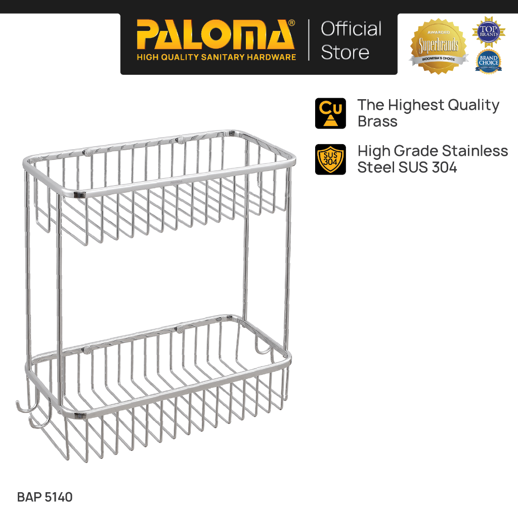PALOMA BAP 5140 Rak Sudut Tempat Sabun Batang Holder Soap Rack Kamar Mandi Wall Dinding Brass Kuning