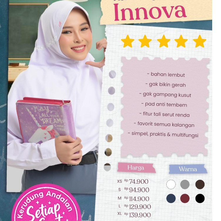 Rabbani - Kerudung Sekolah Instan Innova kerudung rabbani ori jilbab rabbani jilbab sekolah rabbani