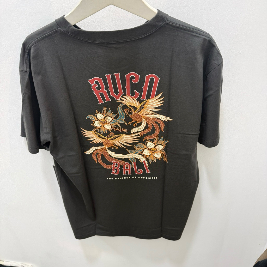 kaos pria rvca original bali gentlement short sleeve tee blak wash ptk new