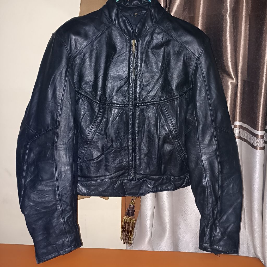 jaket racing/biker jacket/cafe racer pull protector kulit sapi tebal sz L