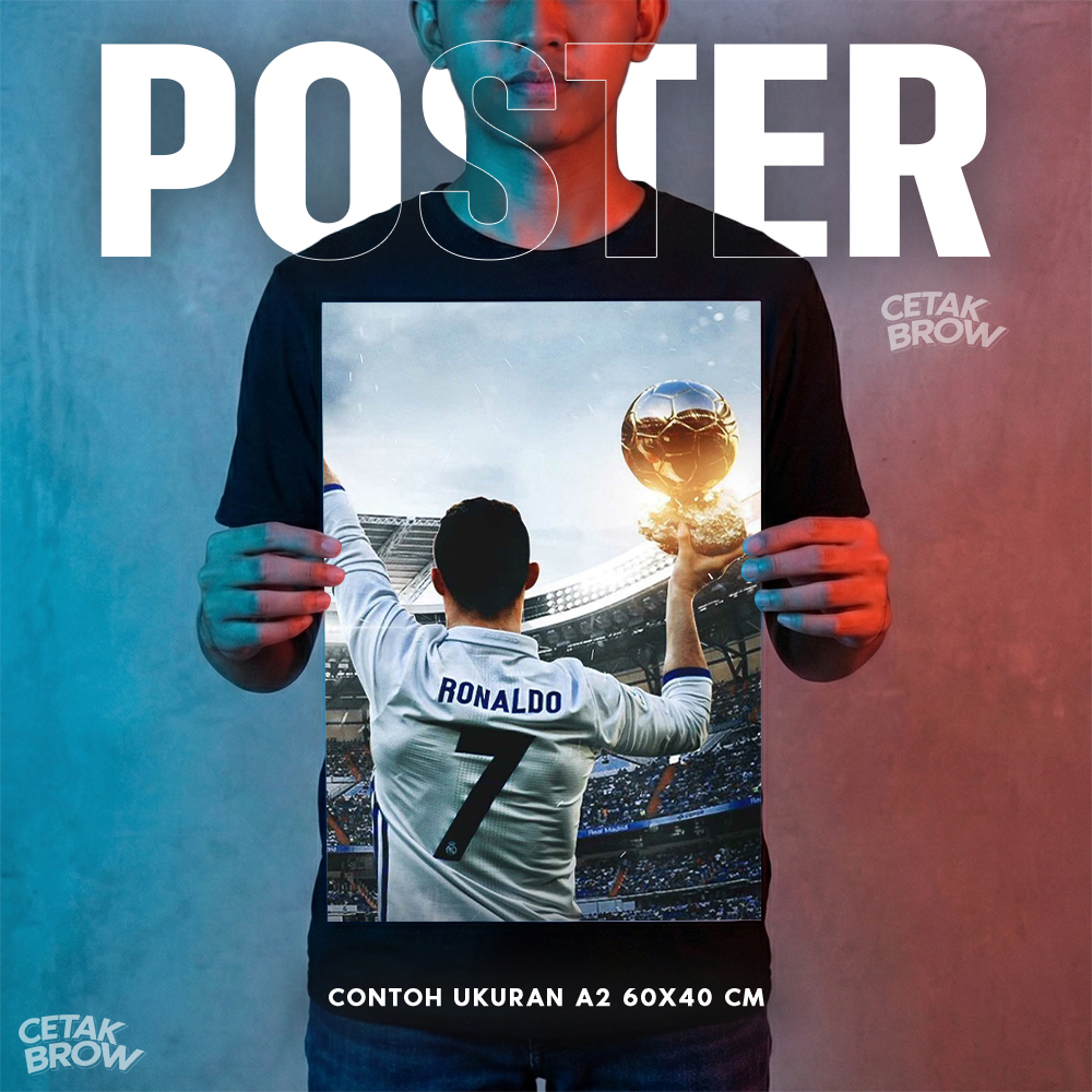 Poster Cristiano Ronaldo Pemain Bola Legndaris Bisa Custom Gambar Sendiri Hiasan Dinding Kamar CR7