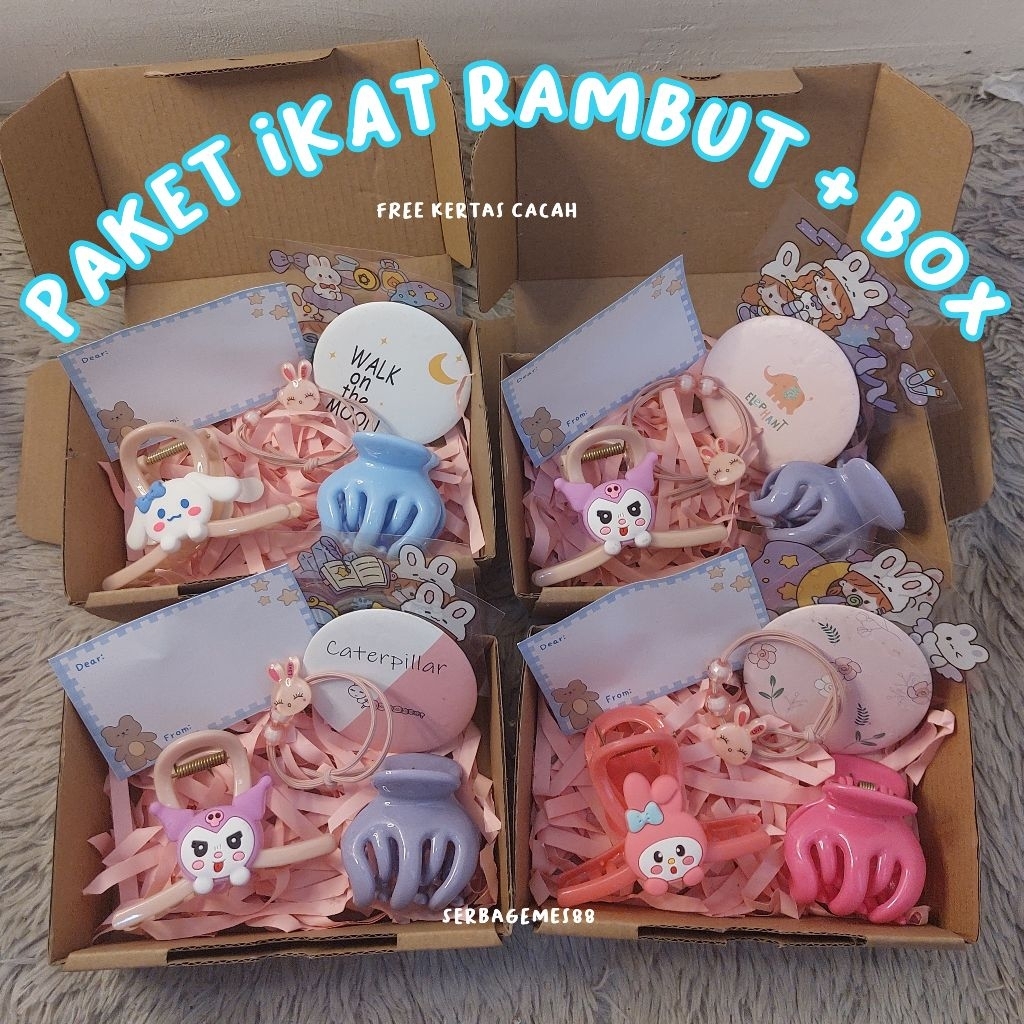 serbagemes88- PAKET AKSESORIS JEDAI KARAKTER SANRIO KOREA IKAT RAMBUT ANAK CEWEK LENGKAP/HAMPERS KAD