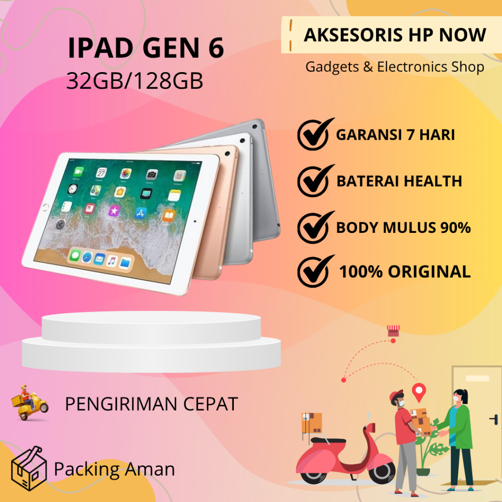 Ipad 6 32GB 128GB Gen 6 Wifi Only Second ORIGINAL FULLSET - AHN