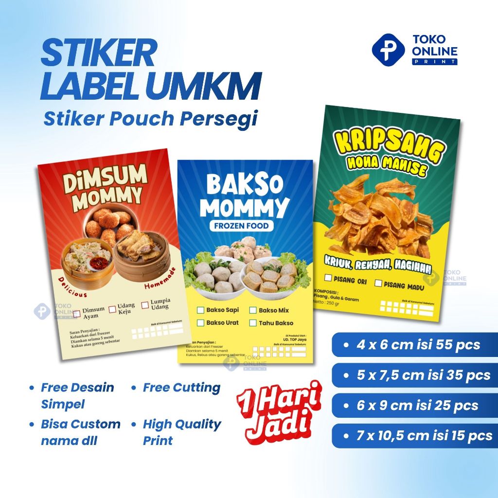Sriker Label Makanan Persegi Stiker Produk Makanan Stiker Pouch Kemasan