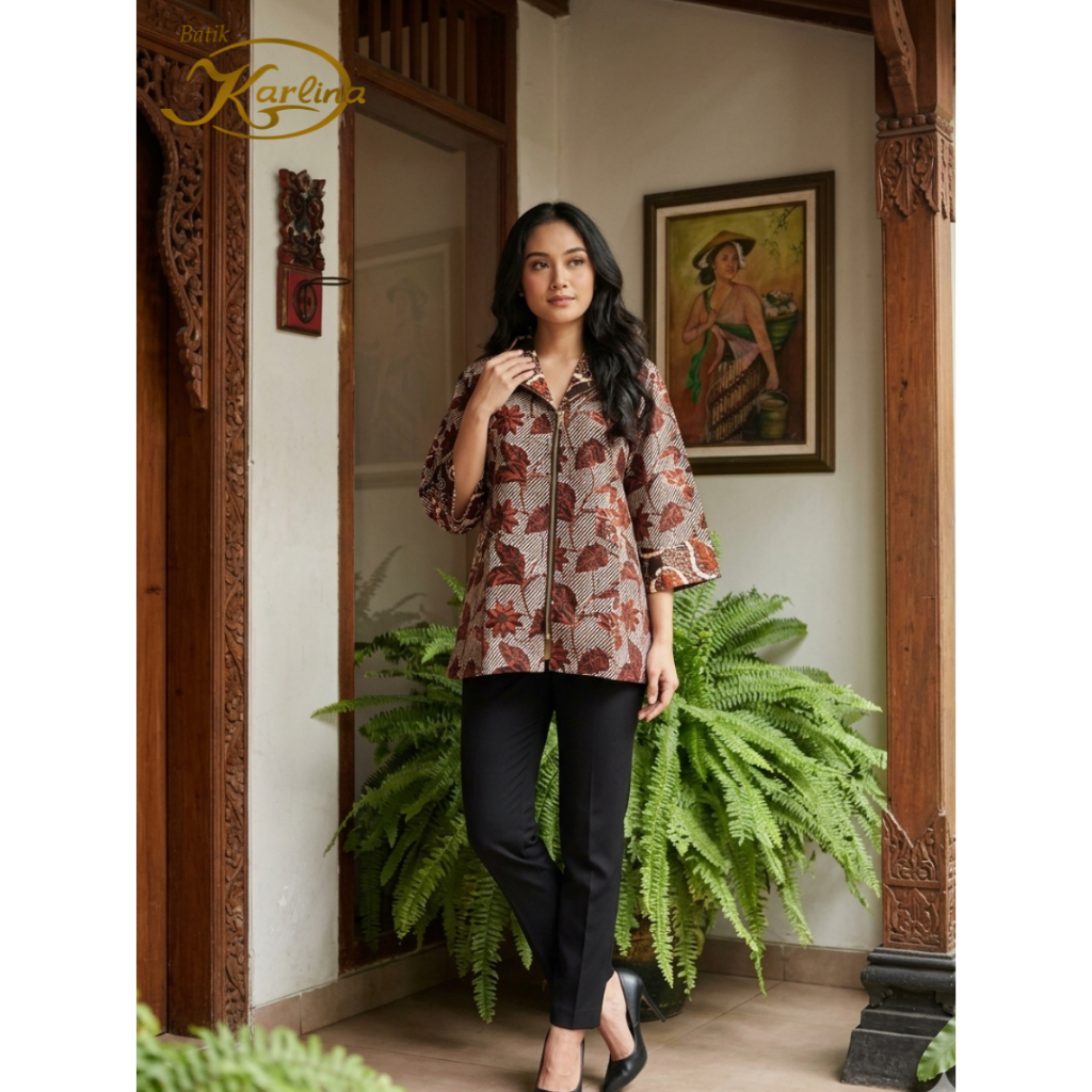 Blazer Batik Wanita Premium/ Atasan Kerja Batik Wanita BATIK KARLINA SOLO