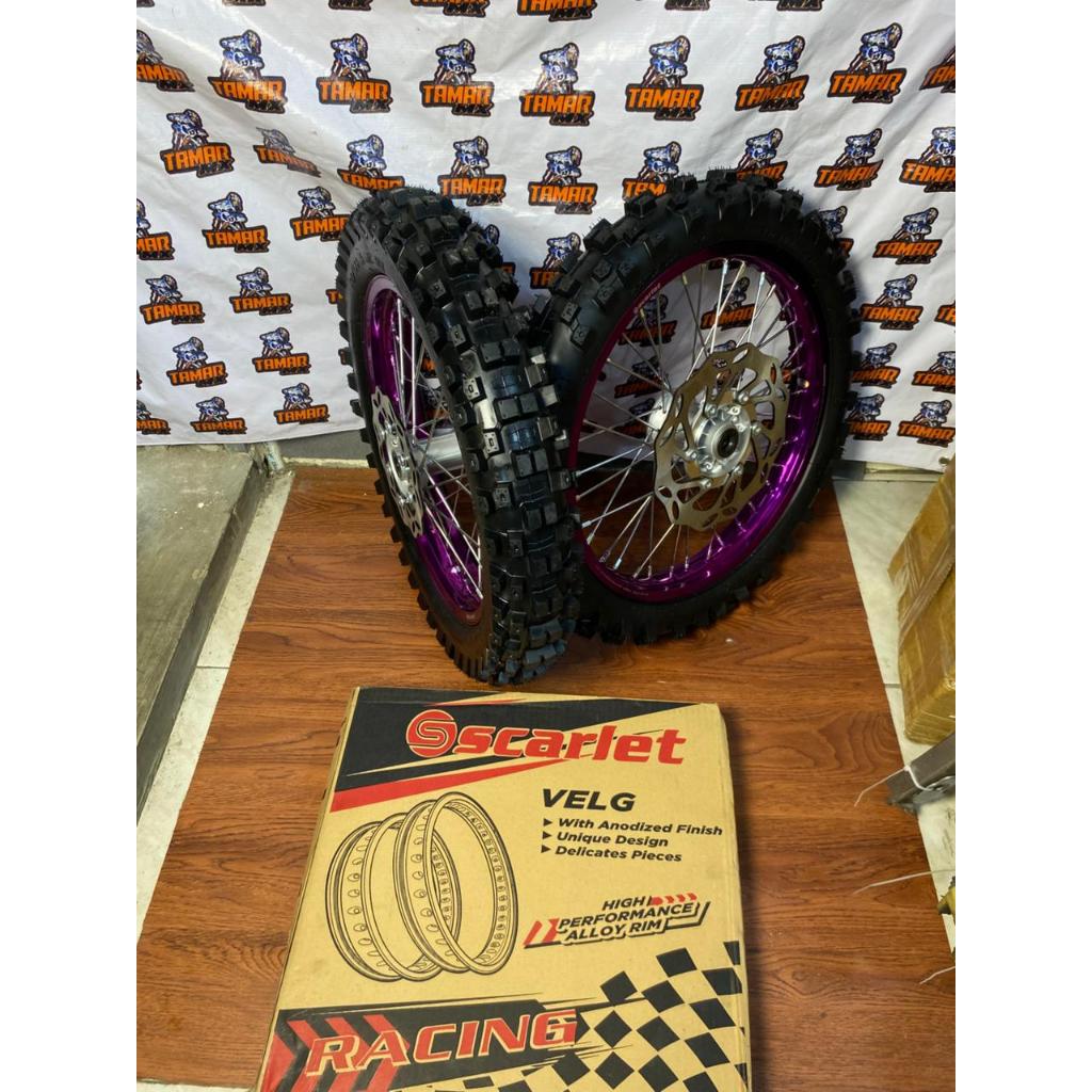 Paket Roda RBT KLX Ban Trabas Tromol KLX Velg Scarlet 160/185 Ring 17/16 Piringan +Gear
