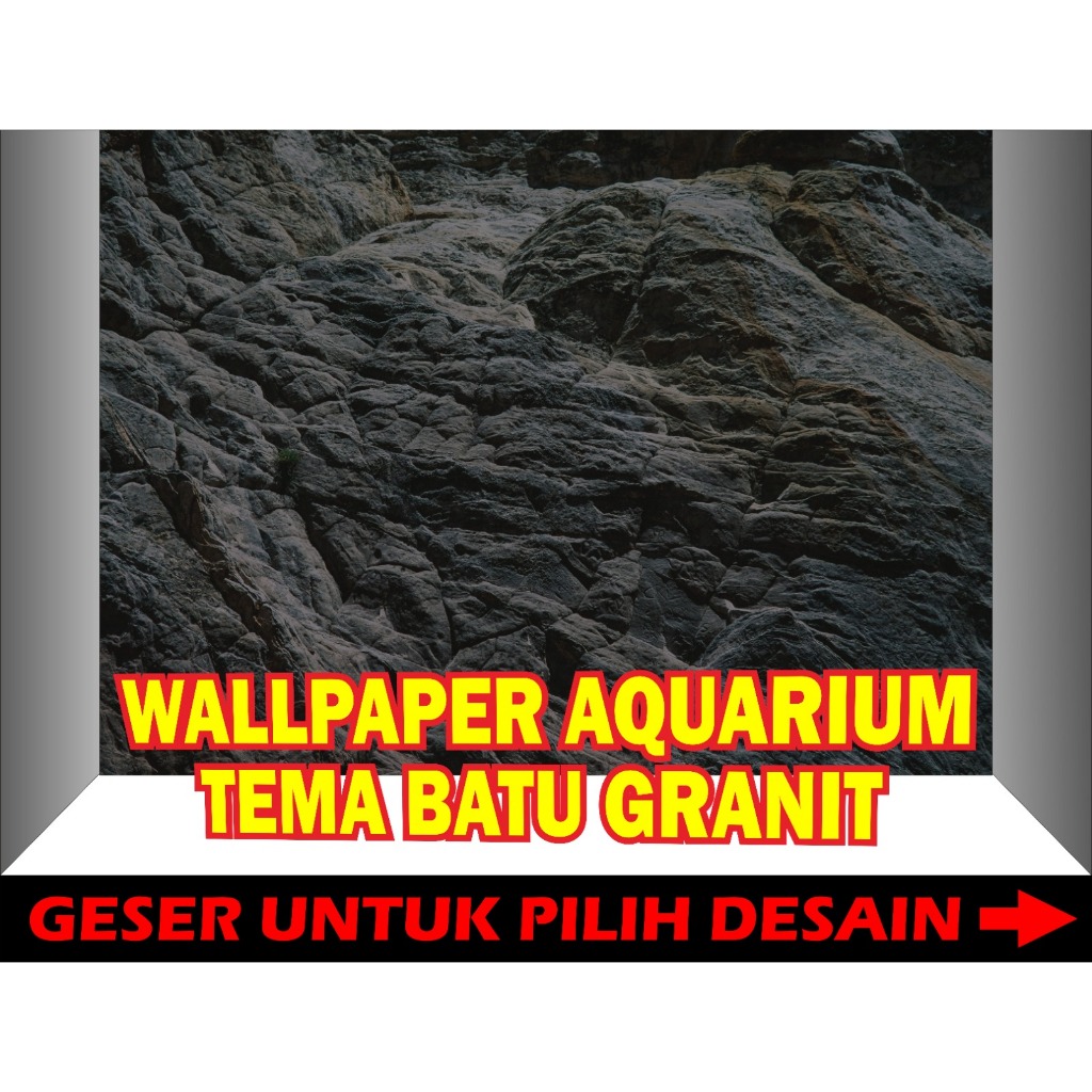 Wallpaper Aquarium Tema Batu Granit 3D - Background Akuarium Elegan & Alami
